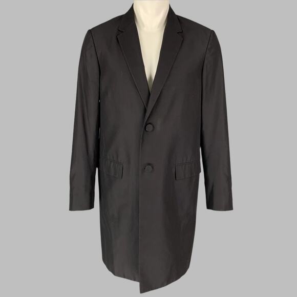 CALVIN KLEIN COLLECTION Size 38 Black Silk Lightweight Coat - Picture 1 of 7